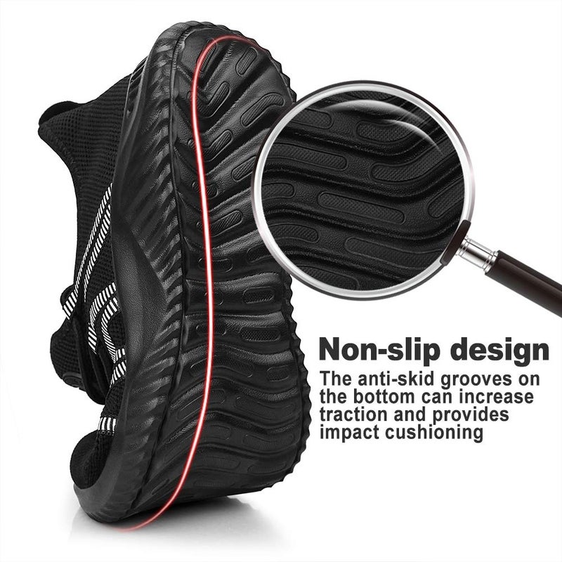 Feethit Mens Slip On Running Shoes Breathable Lightweight Comfortable Fashion Non Slip Sneakers for Men Black White Size 10 - Image 2